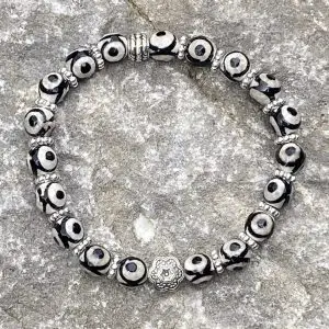 Armband Flower of Love, black/white Tibet