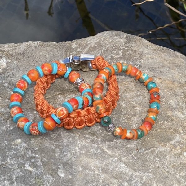 Parabeads armbanden set blauw / oranje