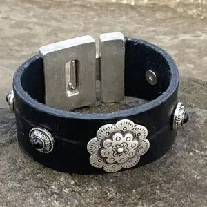Armband leer T-sluiting 32mm Croco met stiches
