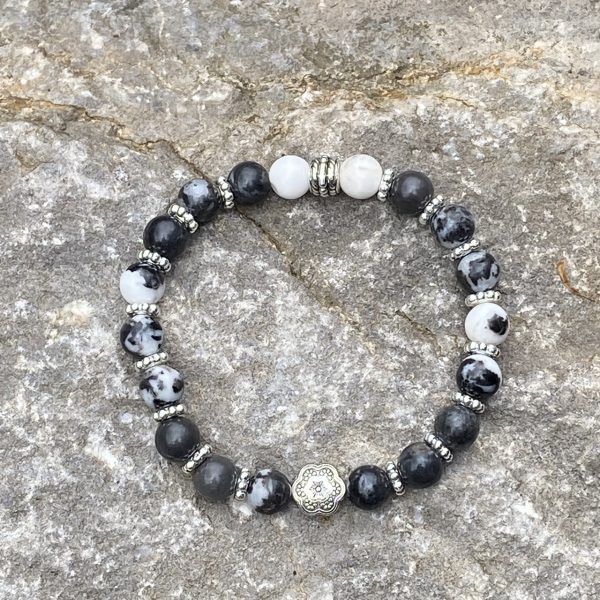 Armband Flower of Love, black/white