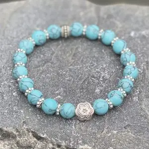 Kralen armband flower of love, Turquoise light