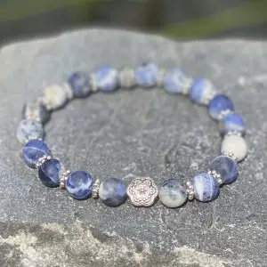 Kralen armband flower of love, mat blue