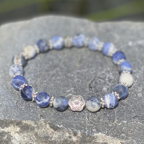 Kralen armband flower of love, mat blue