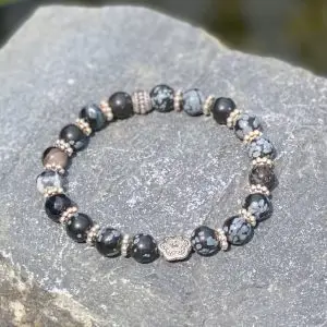 Kralen armband Flower of Love, black/grey