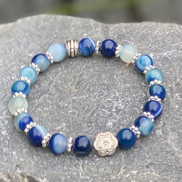 Kralen armband flower of love, Ocean blue