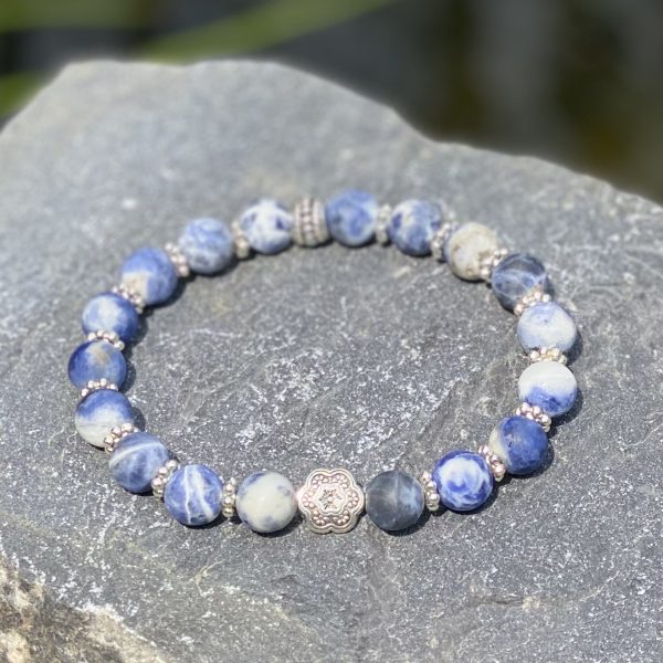 Kralen armband Flower of Love, blue/whyte