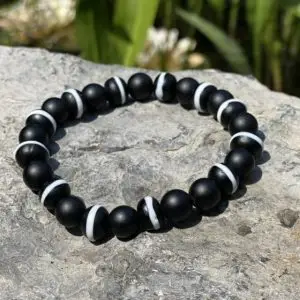 Kralen armband Nepal Medicine Buddha Black Agaat 11x8mm