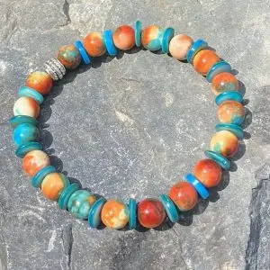Armband Model Spring collectie orange/turquoise 8mm
