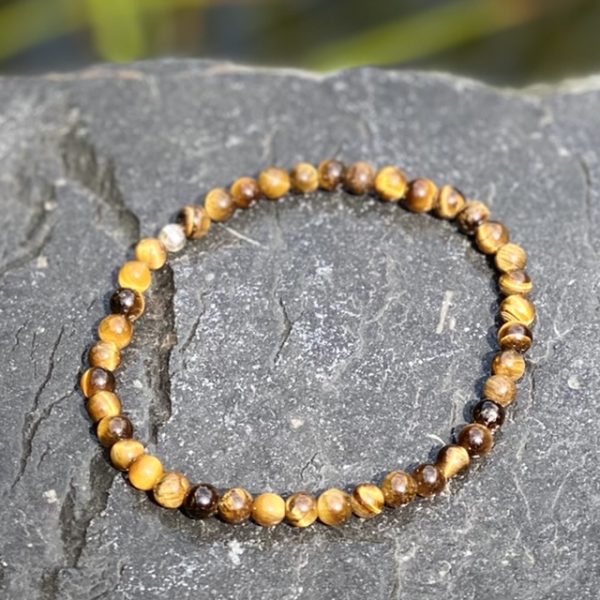 Kralen armband tijgeroog 4mm bruin gemêleerd
