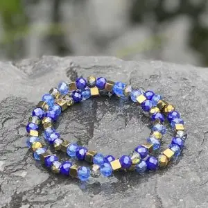 Facet Kralen armbandset 2-delig Blauw