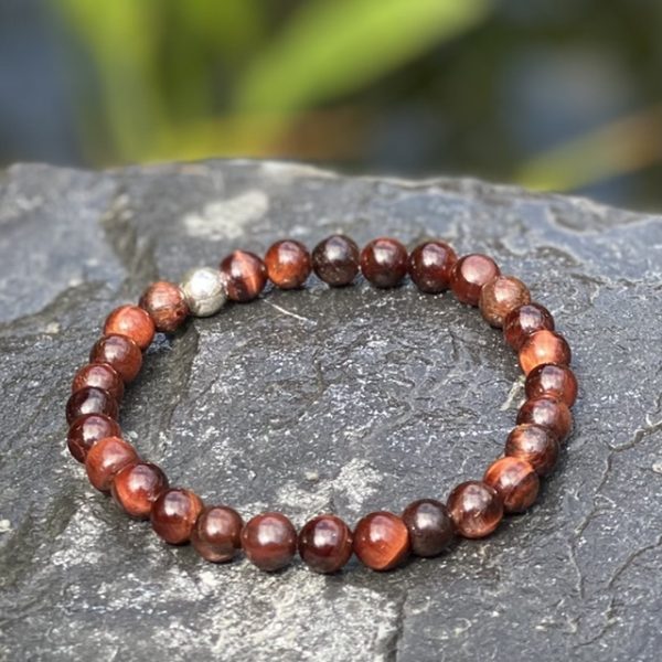 Kralen armband tijgeroog 6mm donkerbruin