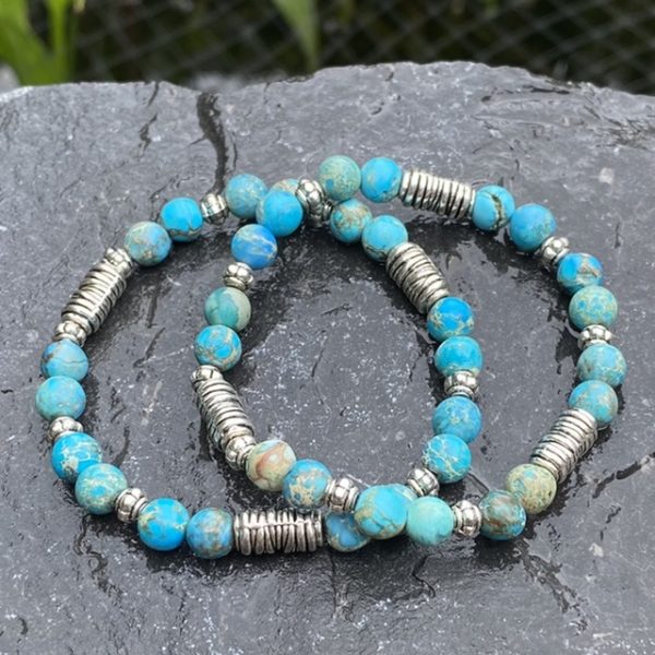 Kralen armband set a 2 Tijgeroog Turquoise
