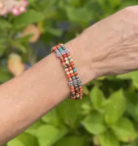 Armbandset Model Spring collectie Orange/ Turquoise 4mm