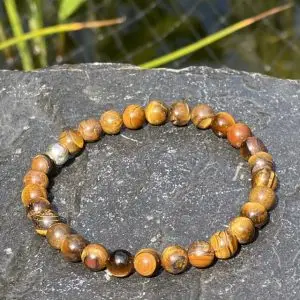 Kralen armband tijgeroog 6mm lichtbruin