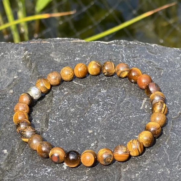 Kralen armband tijgeroog 6mm lichtbruin
