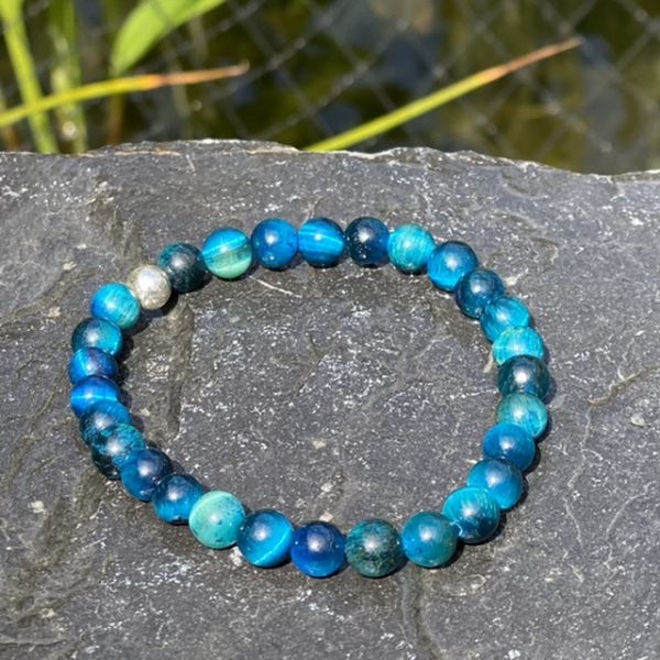 Kralen armband tijgeroog 6mm turquoise