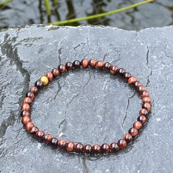 Kralen armband tijgeroog 4mm donkerbruin