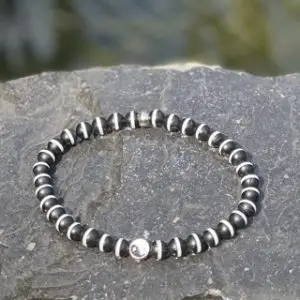 Armband Yin Yang, stripe 6mm zwart/wit