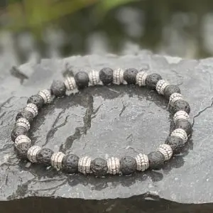 Kralen armband zwart lava 8mm