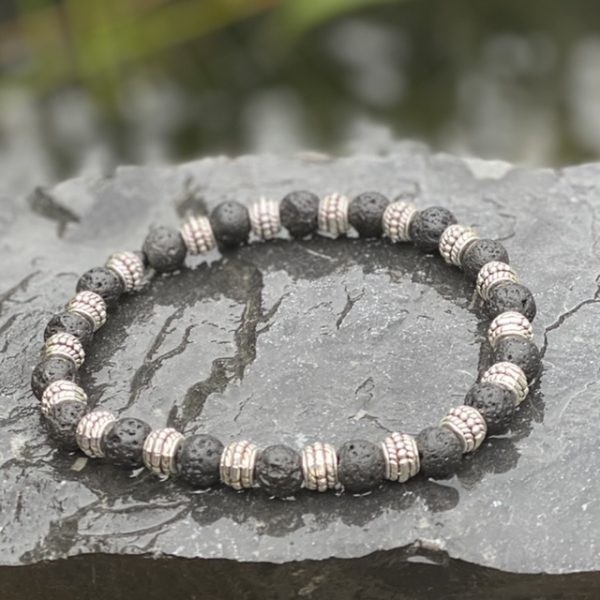 Kralen armband zwart lava 8mm