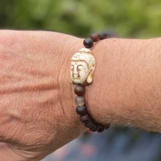 Kralen armband Buddha mat bruin