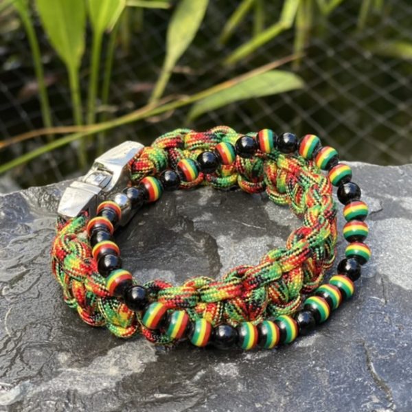 Parabeads armband set Rasta 20mm cobra knoop met kralen armband 8mm