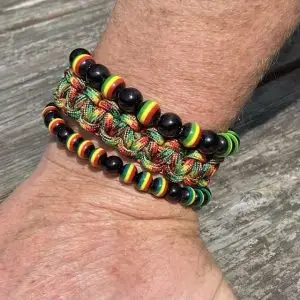 Parabeads armband set Rasta 20mm cobra knoop met kralen armband 6 en 10mm