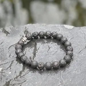 Kralen armband zwart lava 8mm plain