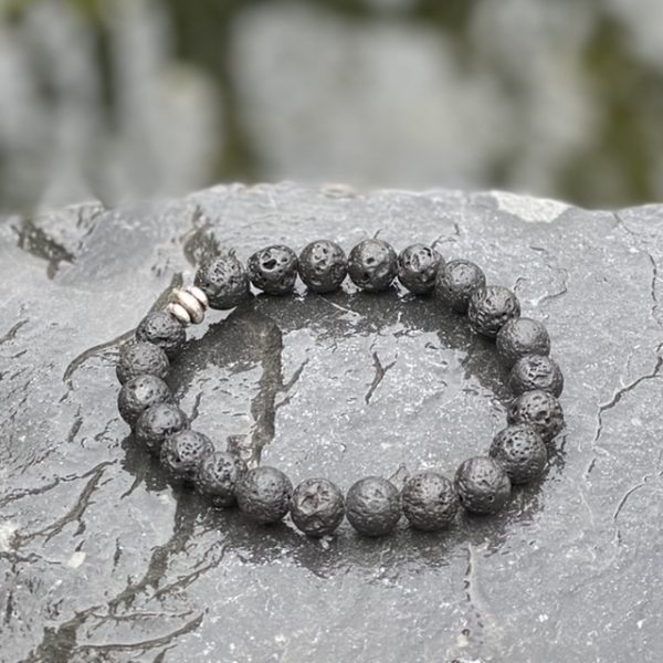 Kralen armband zwart lava 8mm plain
