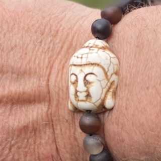 Kralen armband Buddha mat bruin