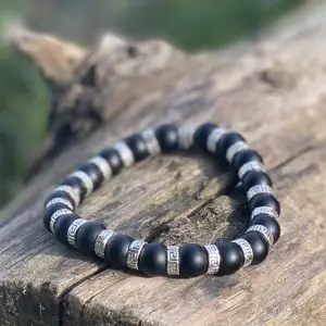 Kralen armband Nepal Black Agaat 10mm