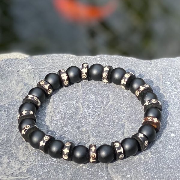 Kralen armband Tibet 10mm mat zwart