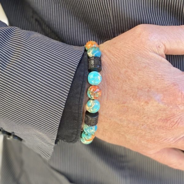 Kralen armband set a 3 Hematiet/Lavasteen/Turquoise Jasper 8/10mm