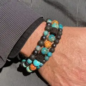 Kralen armband Tibet natural Orange/Turquoise 10 mm