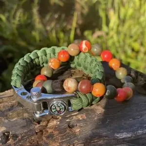 Kralen armband 10mm mat gepolijst Imperial Jasper Orange/Green