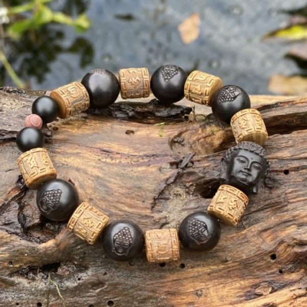 Kralen armband Buddha 12 mm met Buddha kraal zwart