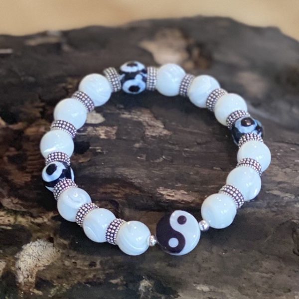 Musthave Bracelets kralen armband Yin Yang 10mm witte Marmerlook Beads