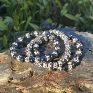 Kralen armband set a 3 x 8mm Tibetaanse Boeddhistische Yak Bot Rozenkrans Matra gebedskralen