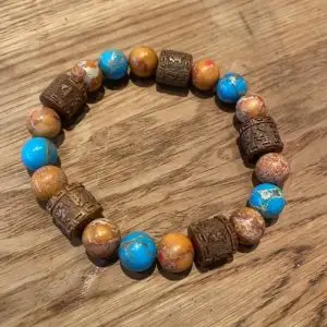 Kralen armband 10mm Imperial Jasper Orange/Turquoise