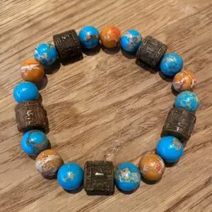 Kralen armband 10mm Imperial Jasper Orange/Turquoise