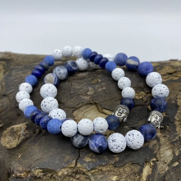 Kralen armbandset Buddha blue 8/10mm