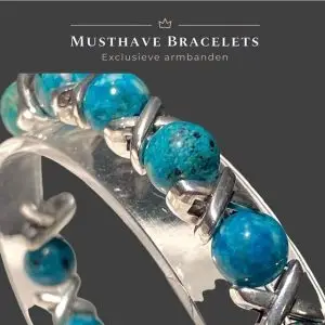 Kralen armband Cross Fire 8 mm turquoise