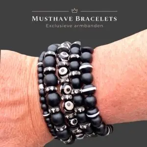 Kralen armbandset 5 -delig Tibet XL Black