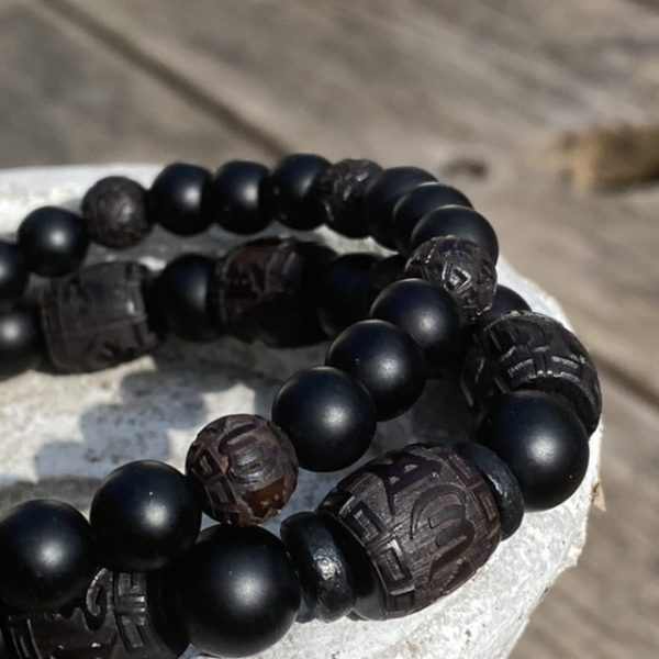 Heren en dames armbandset Tibet natural Black Beauty 8/10 mm
