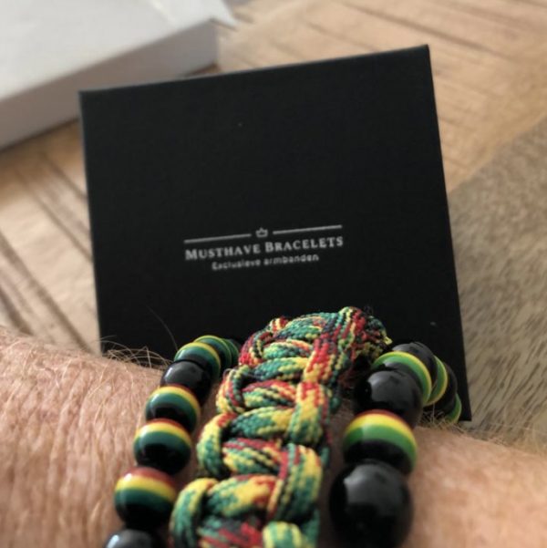 Parabeads rasta armbandset 8 en 10mm