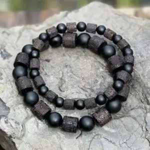 Kralen armband Tibet natural Black Beauty 6/10 mm XL