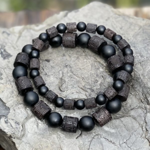 Kralen armband Tibet natural Black Beauty 6/10 mm XL