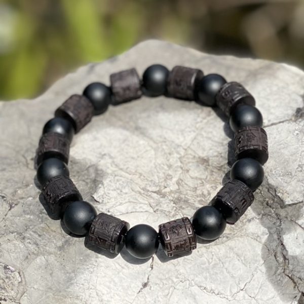 Kralen armband Tibet natural Black Beauty 10 mm XL