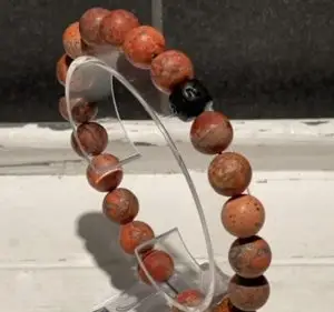 Kralen armbanden 10mm softtones, Oranje, 4 kleuren met Jujube eindkraal