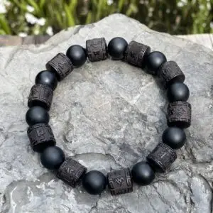Kralen armband Tibet natural Black Beauty 10 mm XL